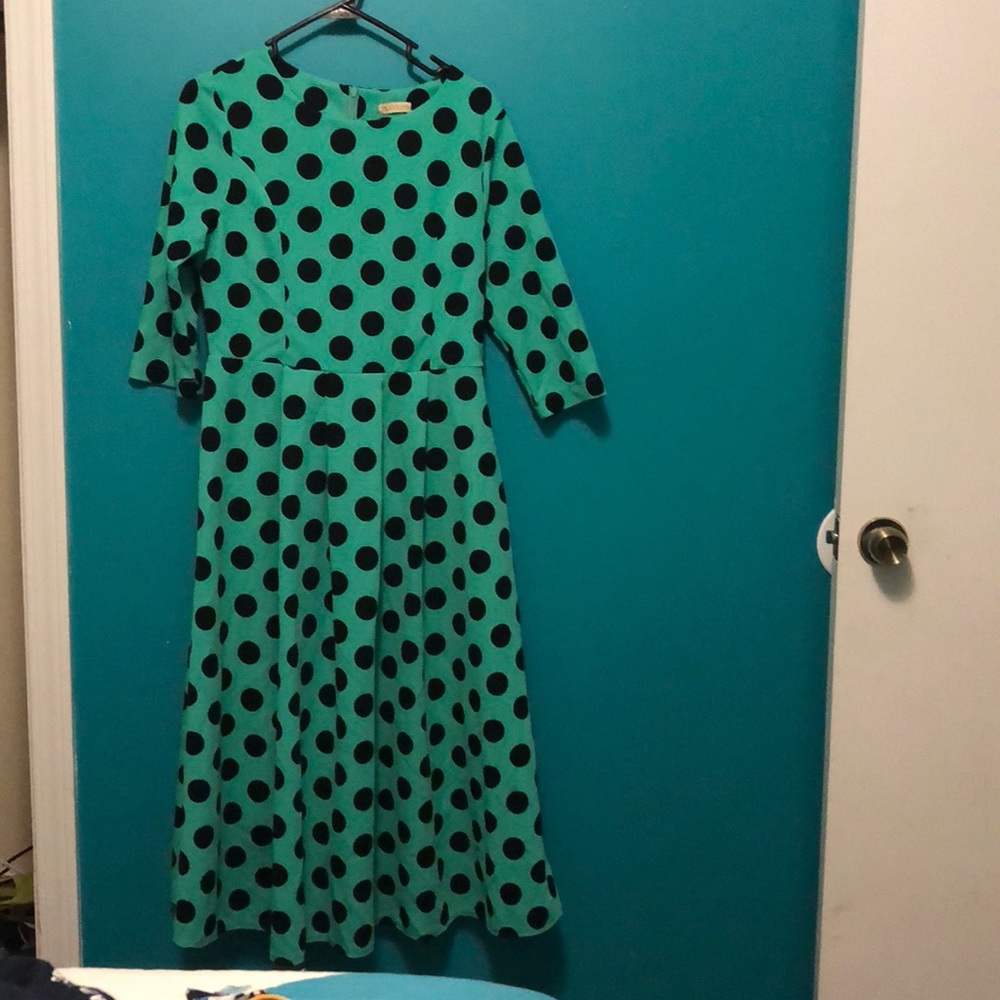 NWOT. NUGGLES mint and black polka dot dress🖤
